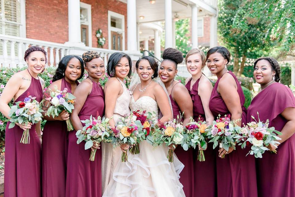 The bride with her bridesmaids