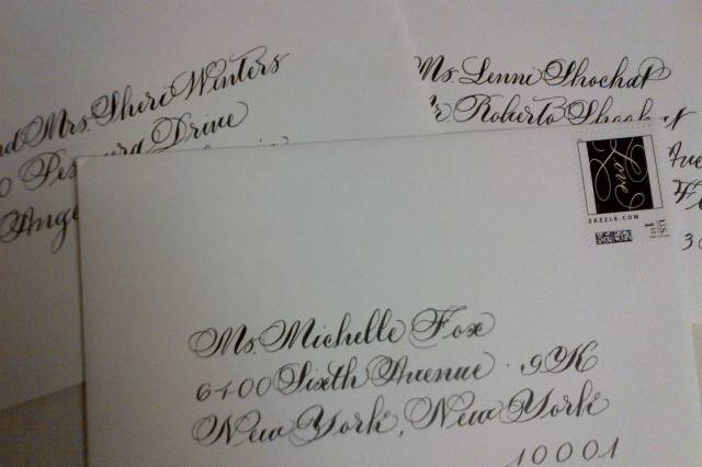 Calligraphy by Elaine Wedding Envelopes addressed. #CBE #CalligraphybyElaine Our every day work, creating Happy Events.