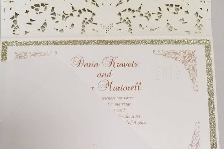 Calligraphy by Elaine Oversized envelopes addressed in Gold to match invite.