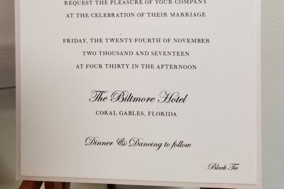 Formal Wedding Biltmore Invite