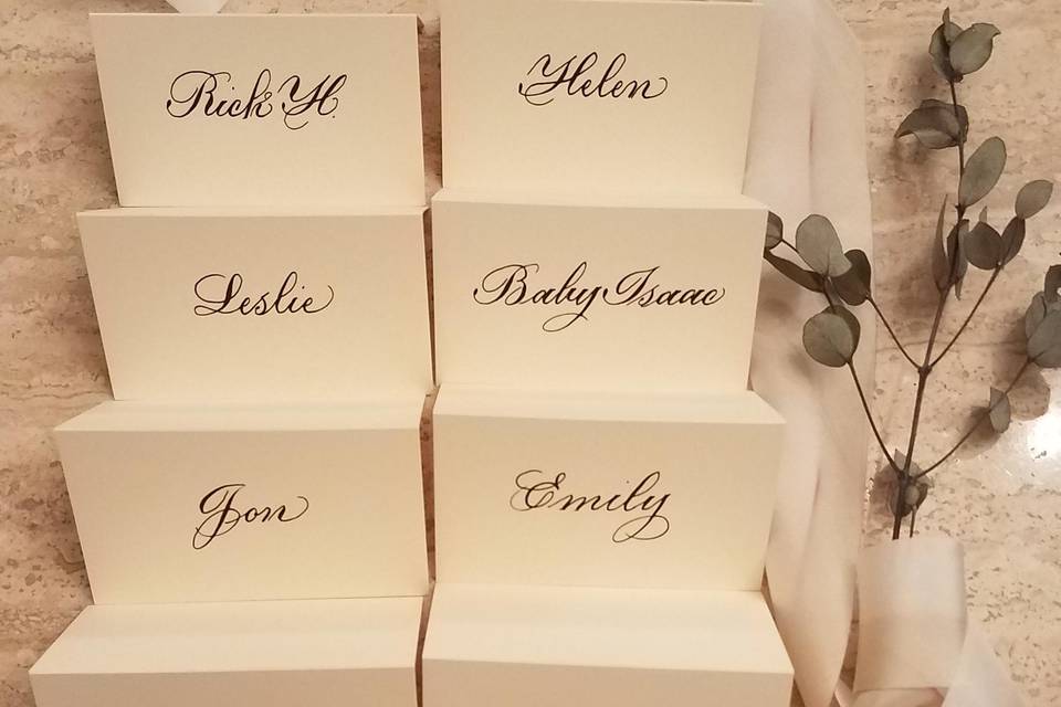 Place cards silk ribbons