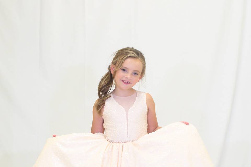 Peach Sequin Flowergirl Dress