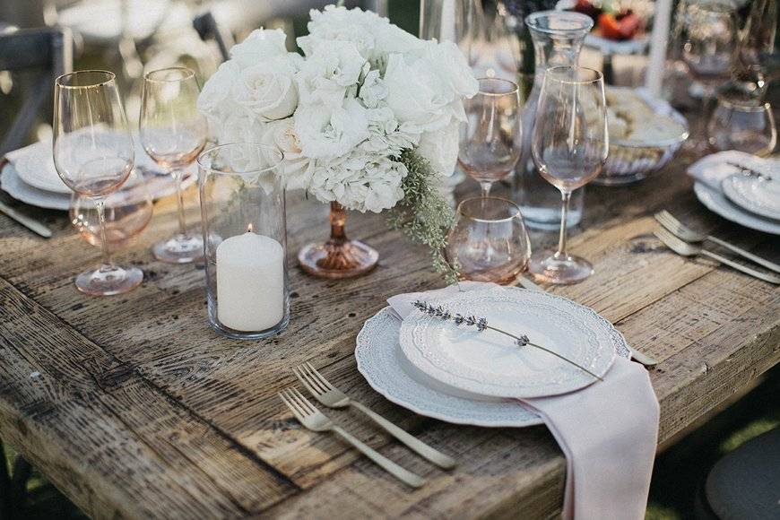 Table setting and floral centerpiece