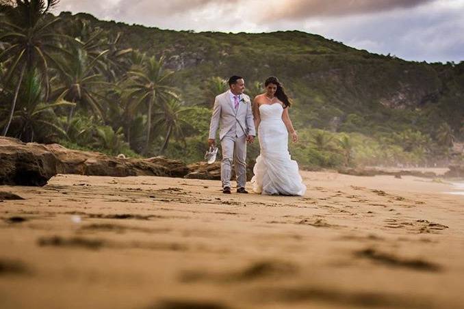 Beach wedding ceremony