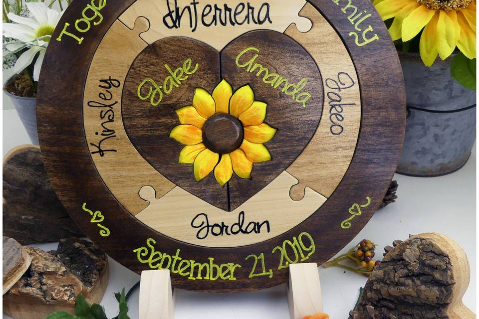 Sunflower wedding unity puzzle