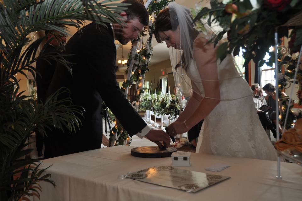 Happy couple unity ceremony