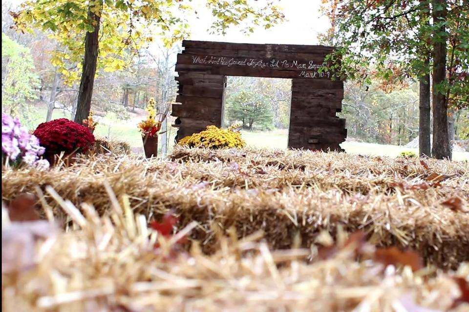 Bales of Hay at Leslie and Patrick's wedding.