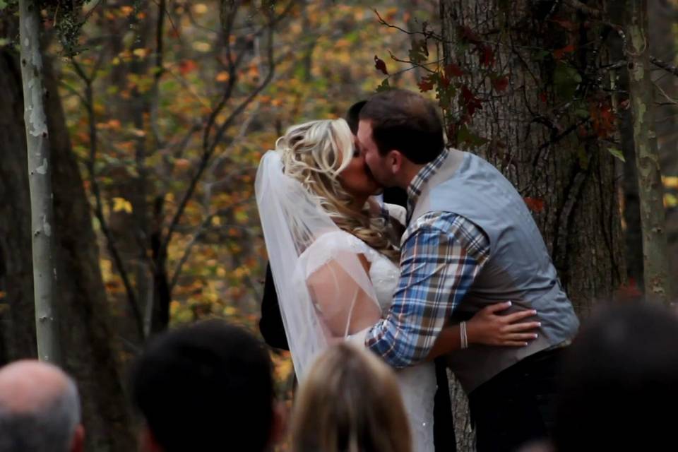 Patrick kissing his bride!