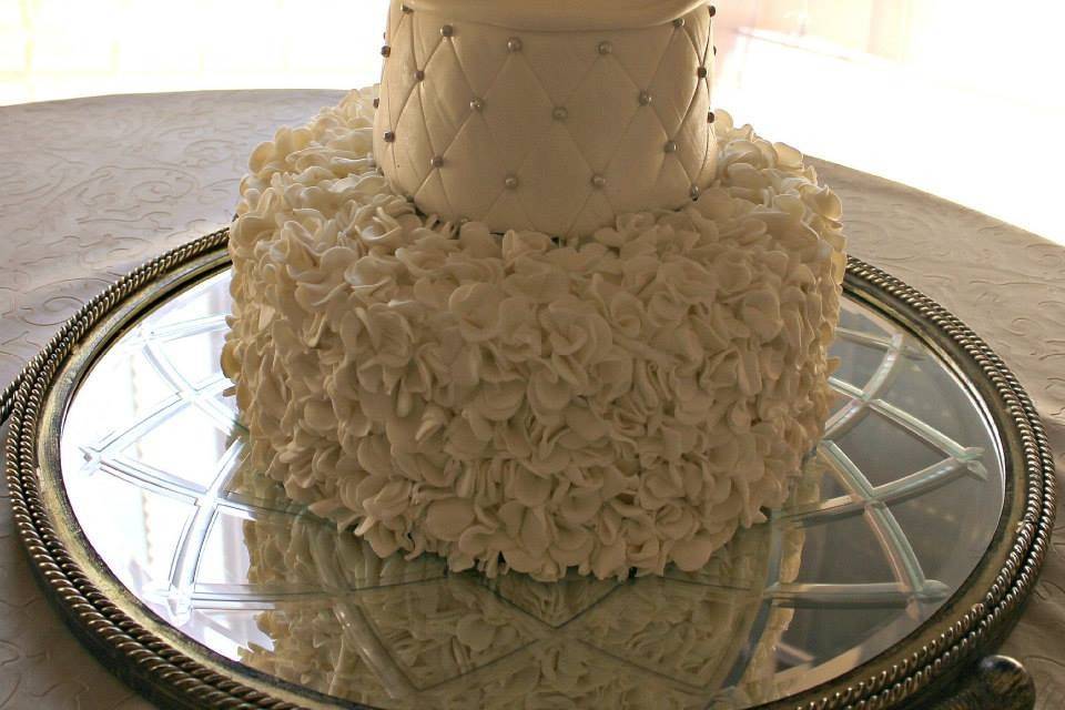 White on white wedding cake