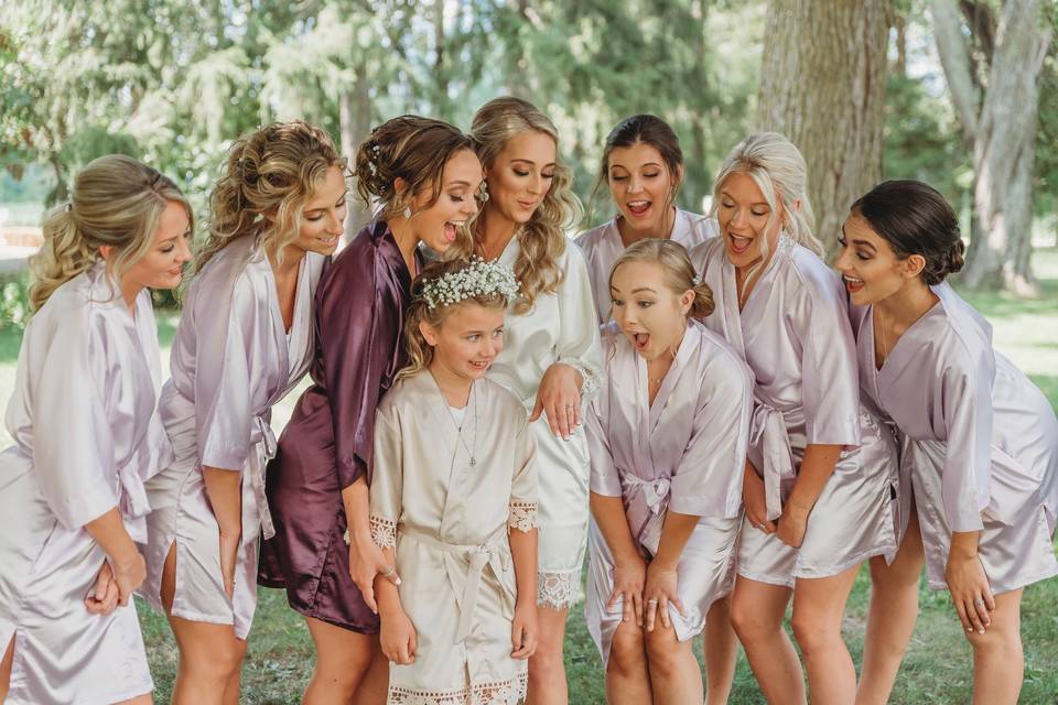 Bridal party in robes