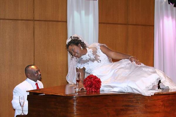 Bride and Groom Portrait on Piano