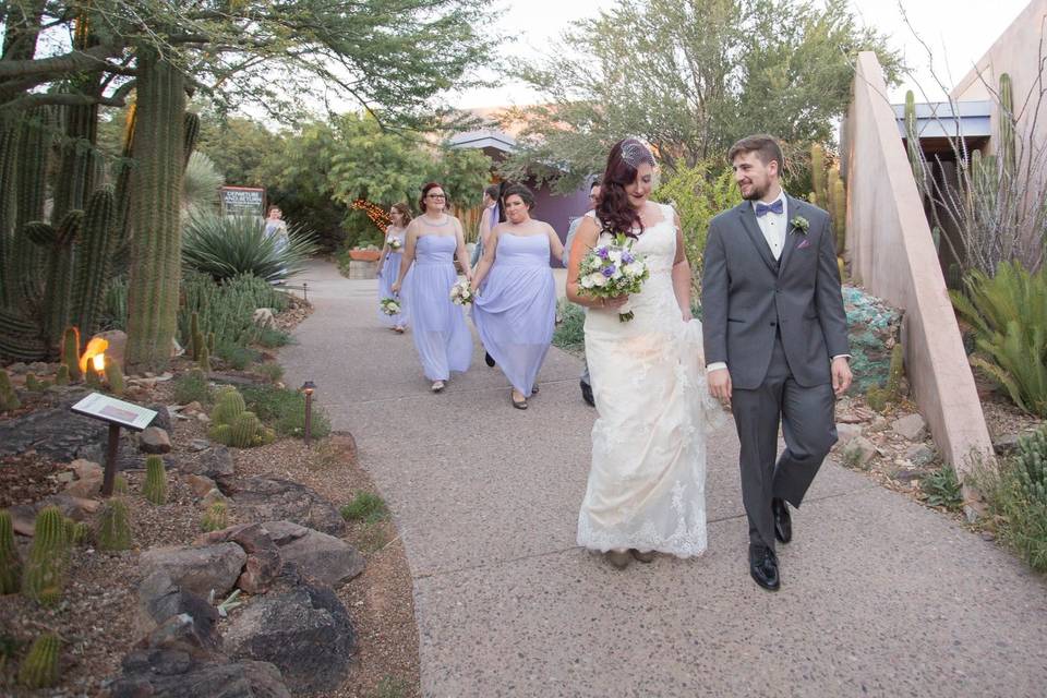 Couple with the bridesmaids