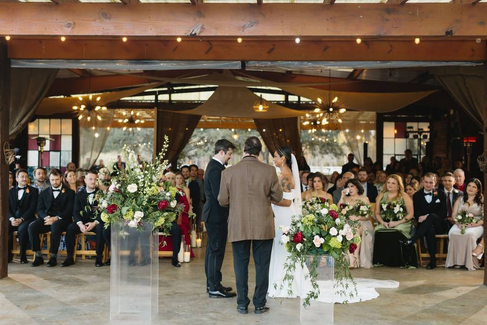 Ceremony under pavilion