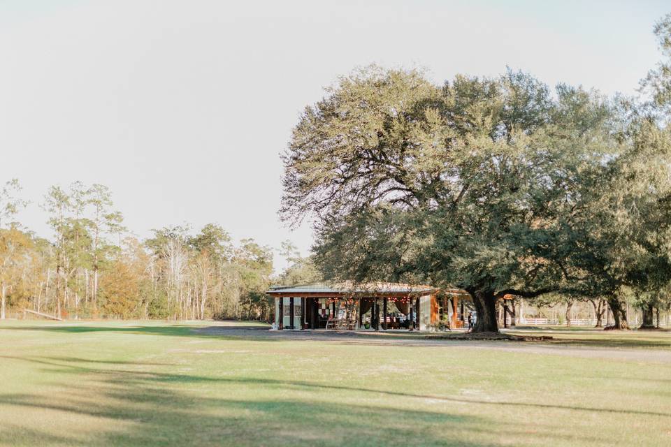 The polo field and pavilion