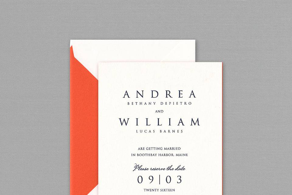 Add a pop of color to this Vera Wang wedding Invitation