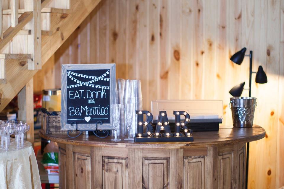 Our bar is the perfect place to grab a drink or set up a cozy hot chocolate or coffee bar!