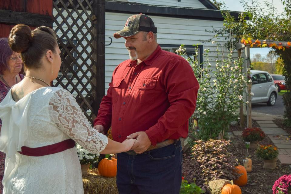 Newlyweds exchanging vows