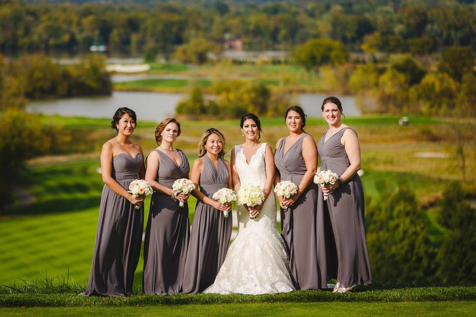 Bride and her bridesmaids