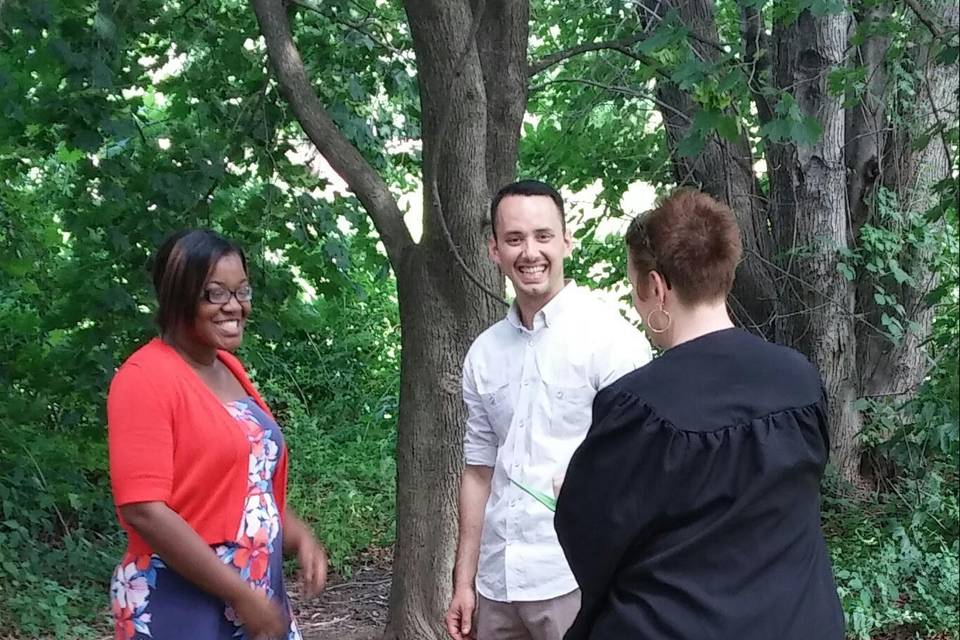 These two young professionals couldn't wait to become one! Under a tree just us three...That's how they wanted it to be.