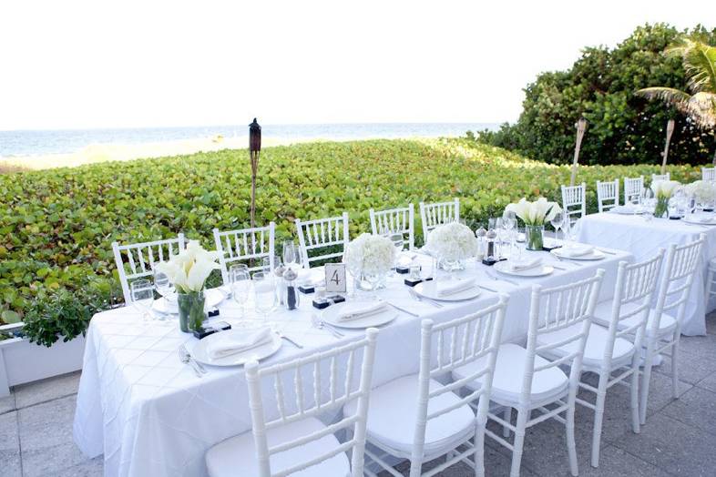 Outdoor wedding reception area