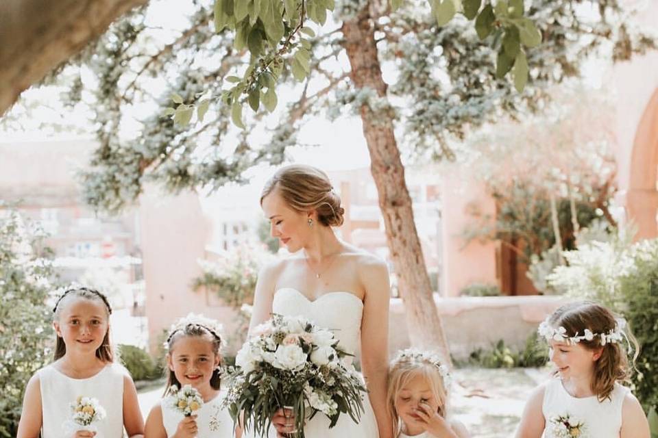 Bride and flower girls