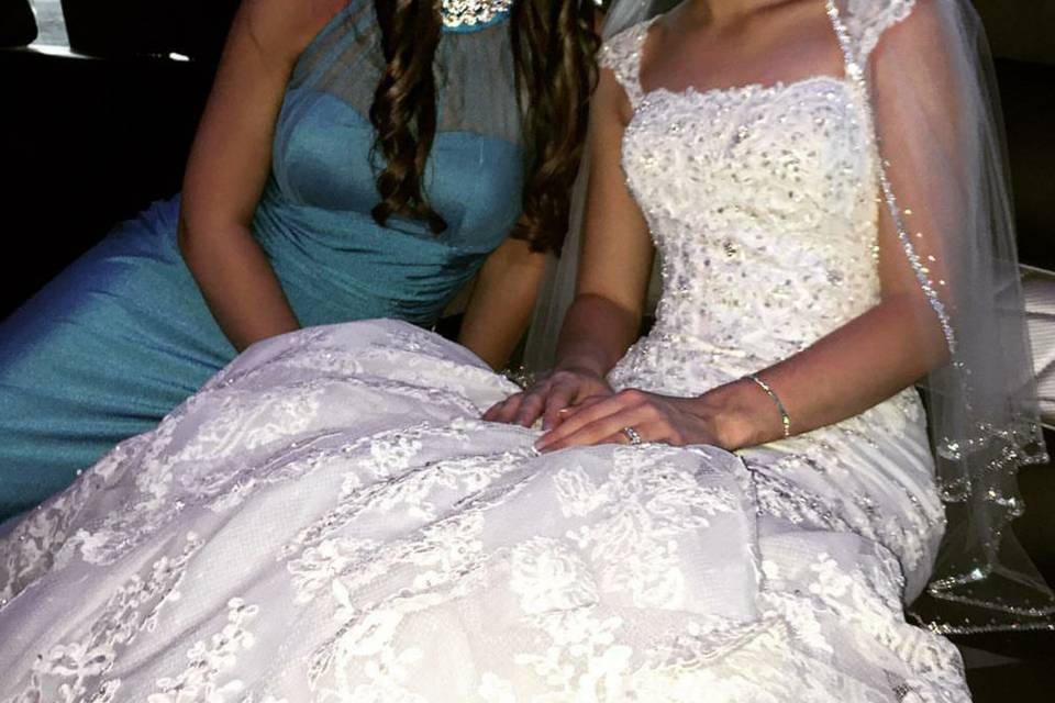 Bride and bridesmaid