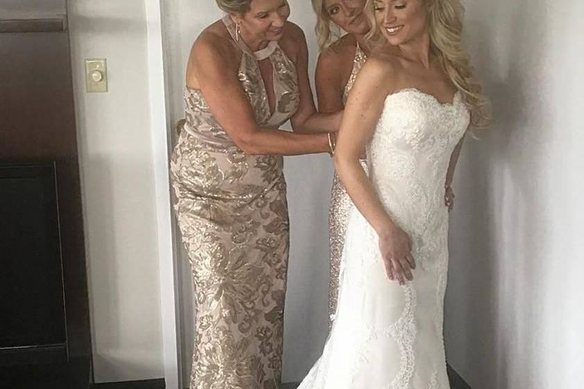 Helping the bride