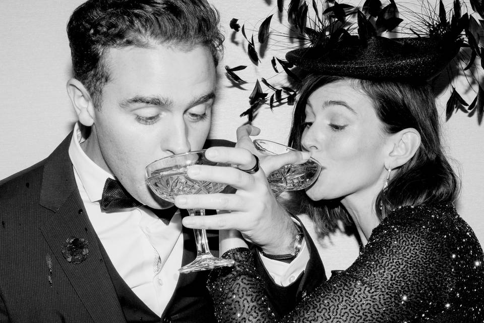 Sipping celebratory champagne