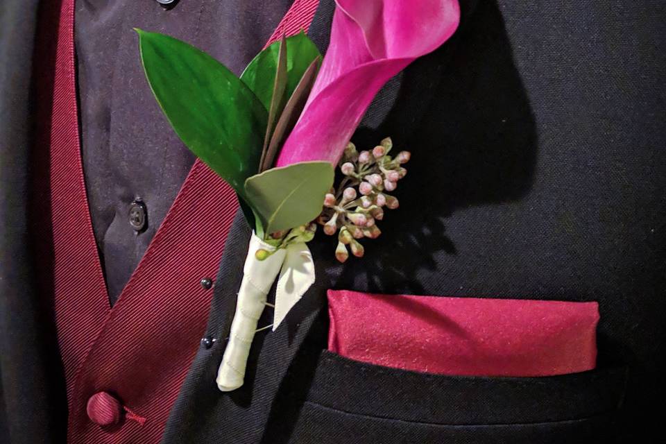 Hot Pink Calla Boutonniére