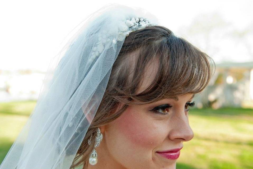 Lovely wedding bride with bangs
