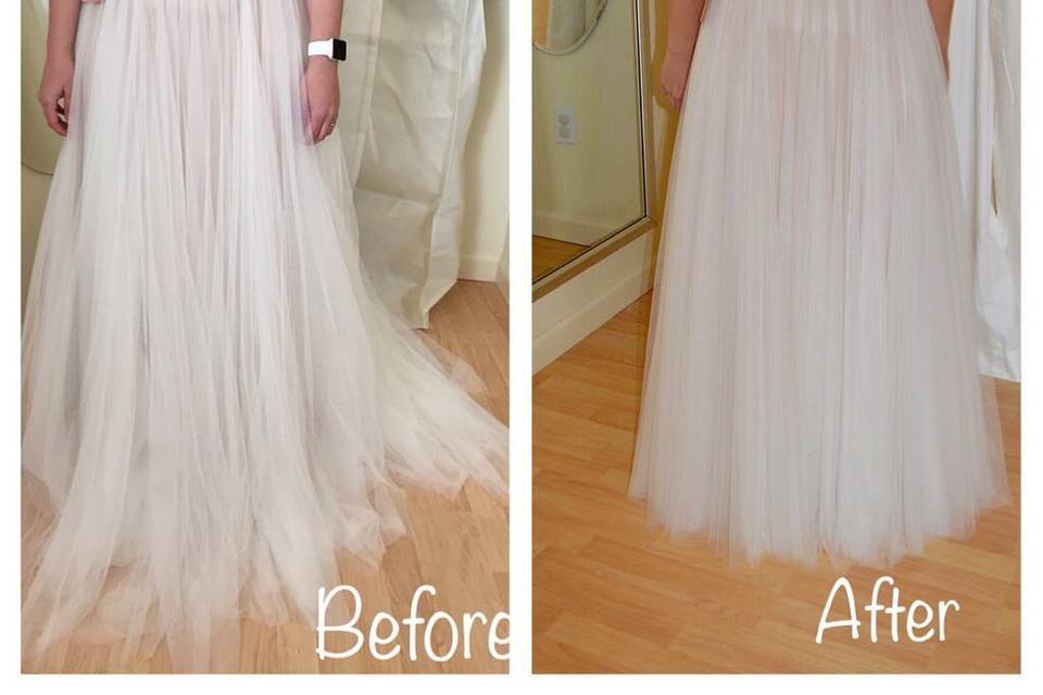 Before and after making alterations