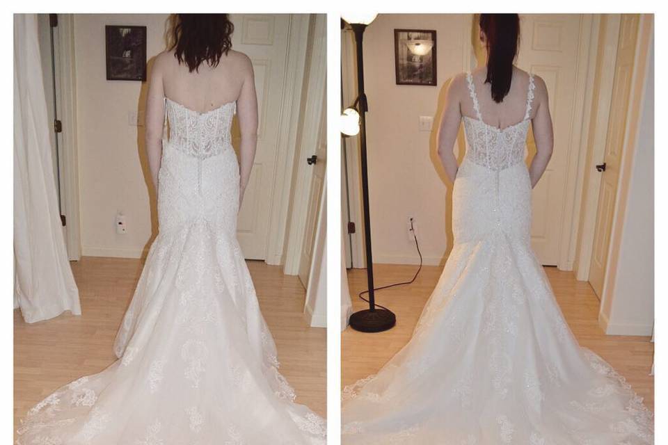 Before and after gown alteration