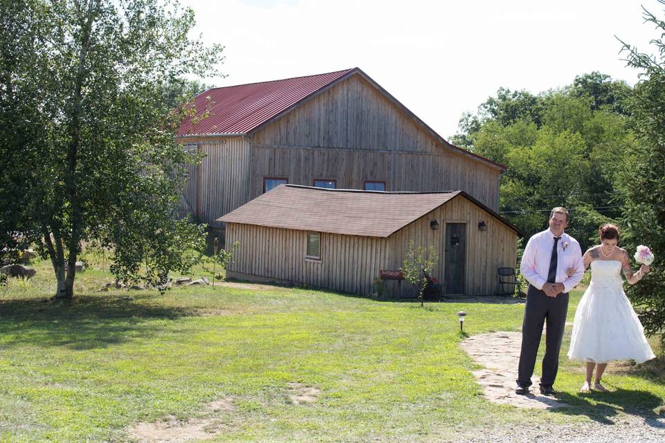 Bride and Father waiting to enter ceremony