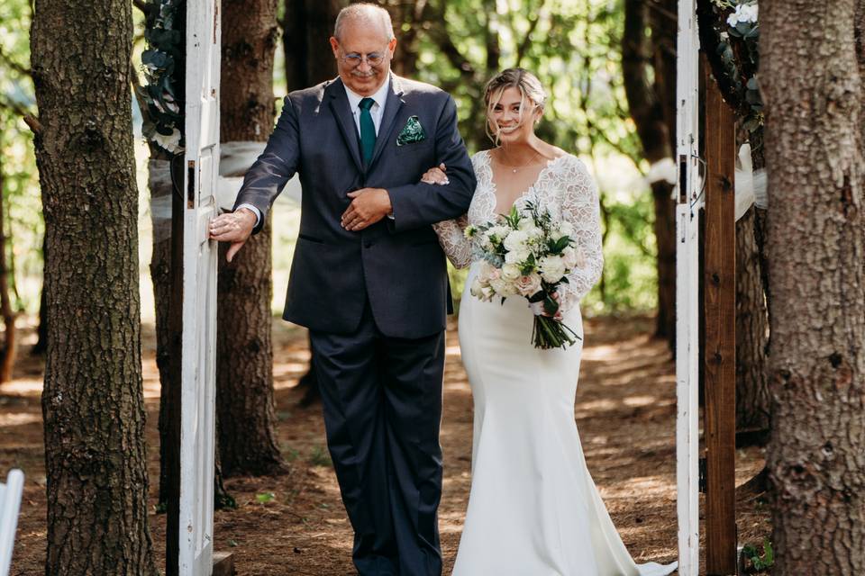 Father and Bride Enter Doors