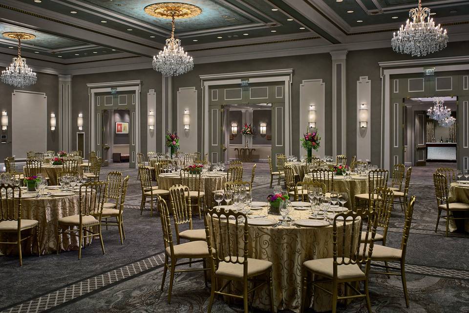 Round tables for banquet-style