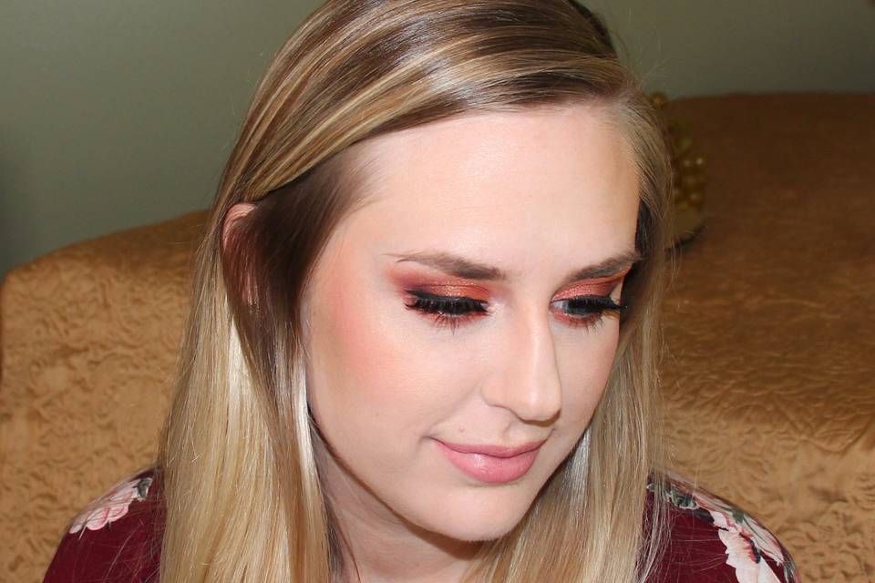 Red and orange eye makeup