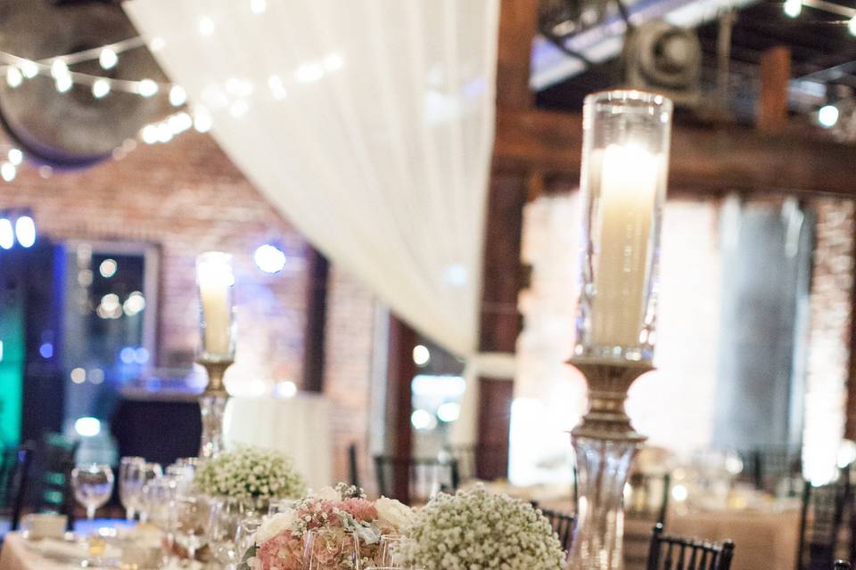 Table setup with candle centerpiece