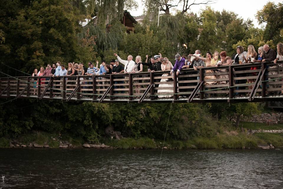 Wedding party on the bridge