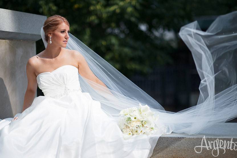 Wedding bride holding a bouquet