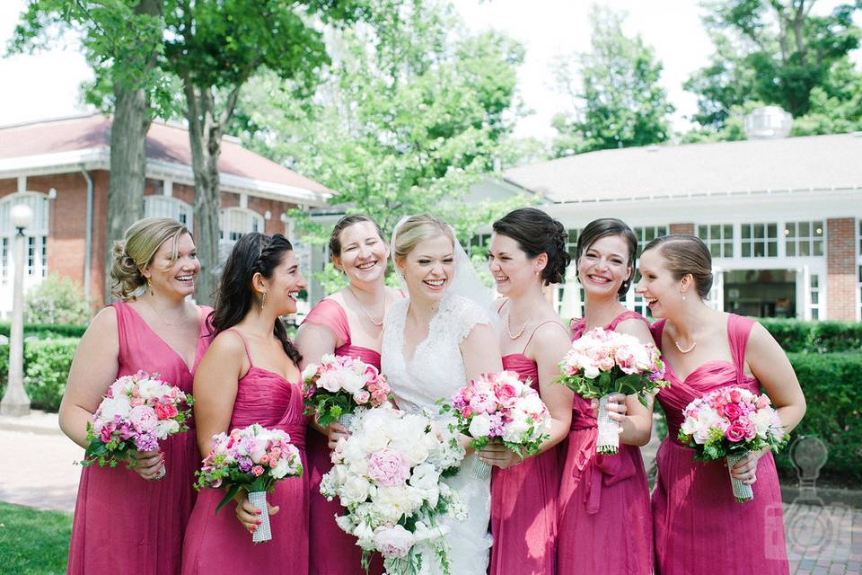 Bride with bridesmaids