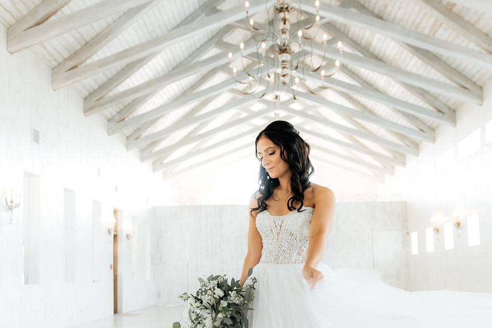 Bride in the white barn
