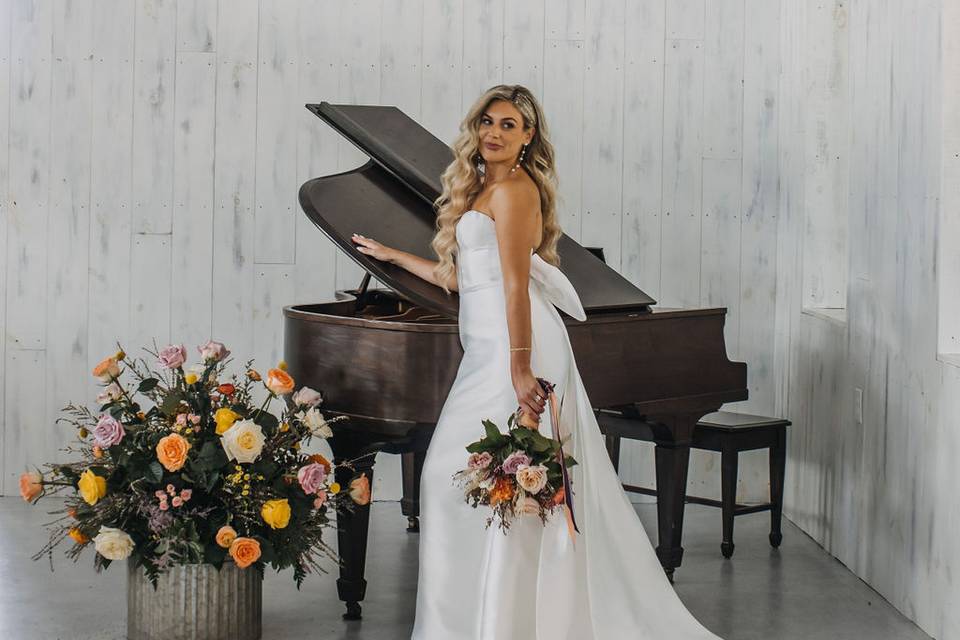 Piano in the white barn