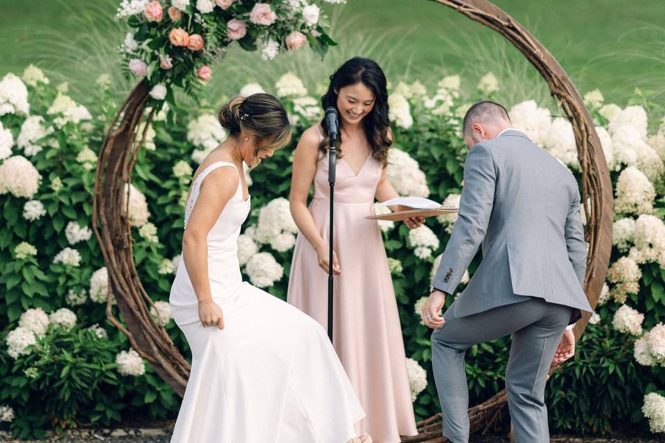 Celebrating outdoor ceremony