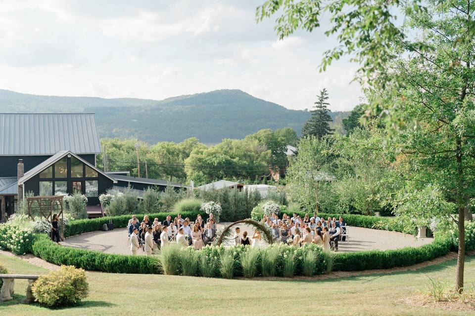 Ceremony circle with mountains