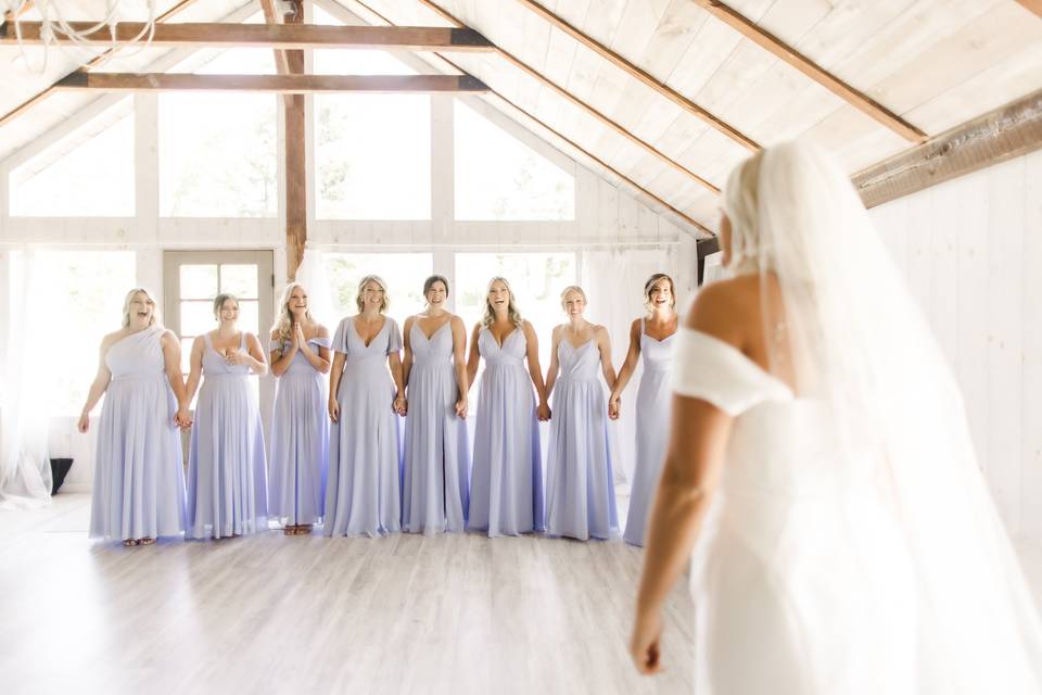 First look with Bridesmaids