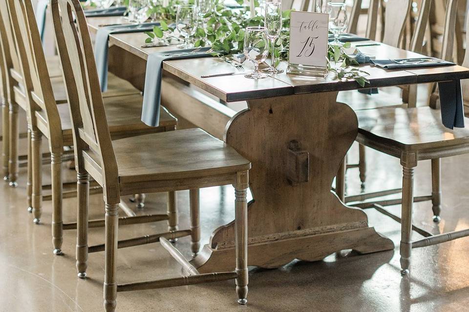 Handcrafted farm tables