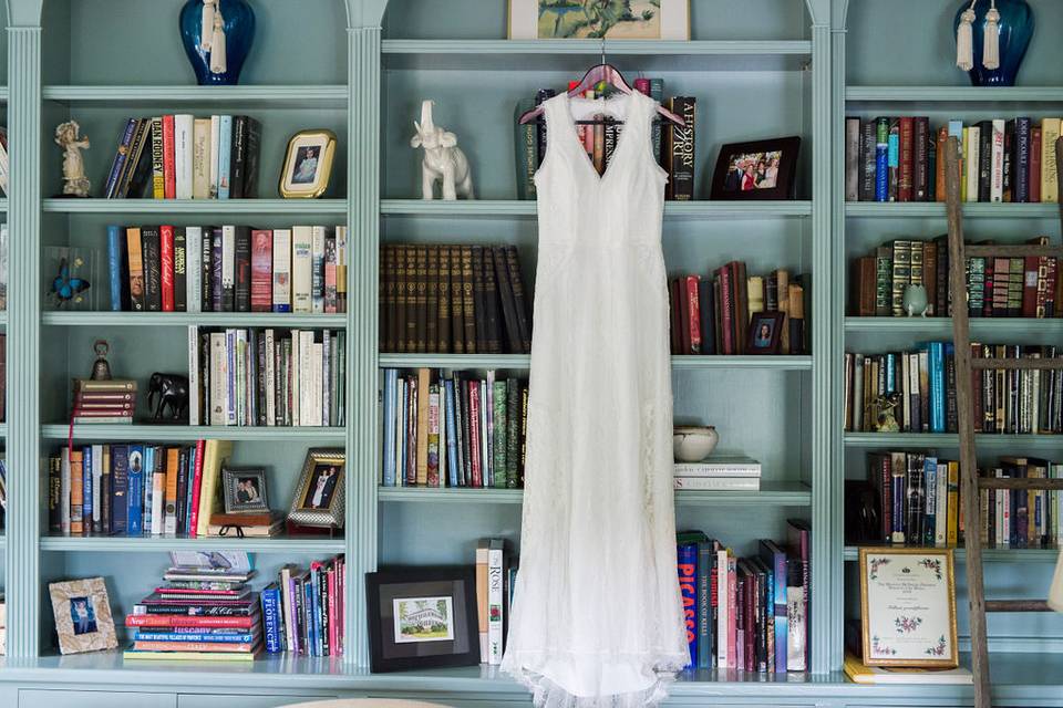 Wedding Dress in Library