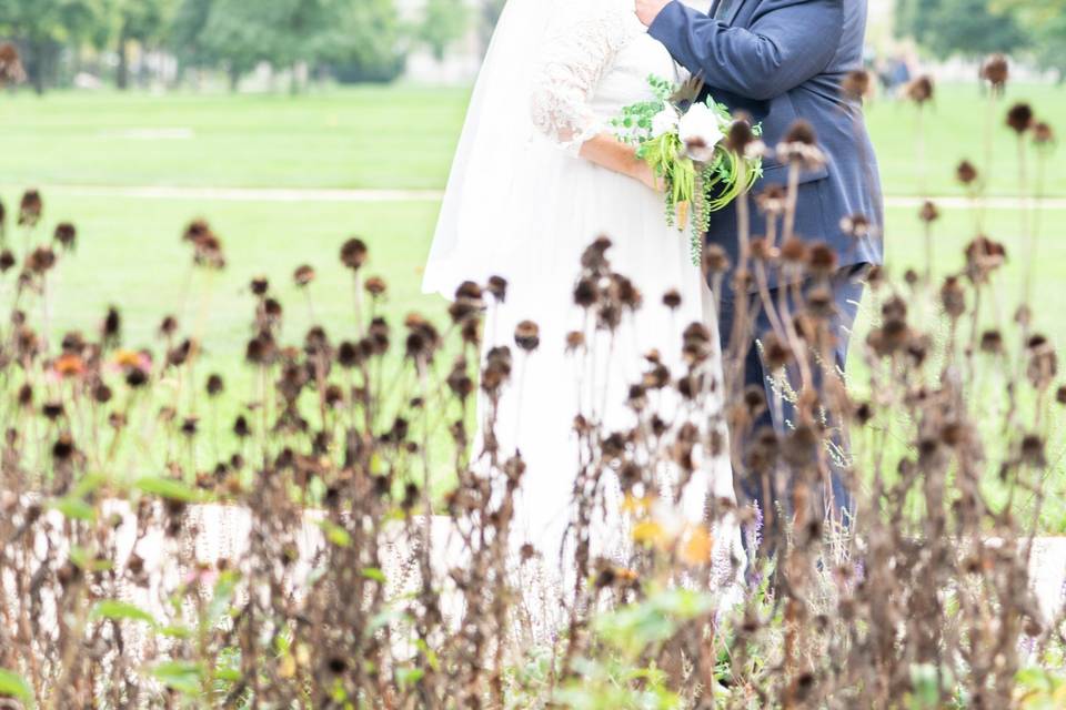 Newlyweds embrace