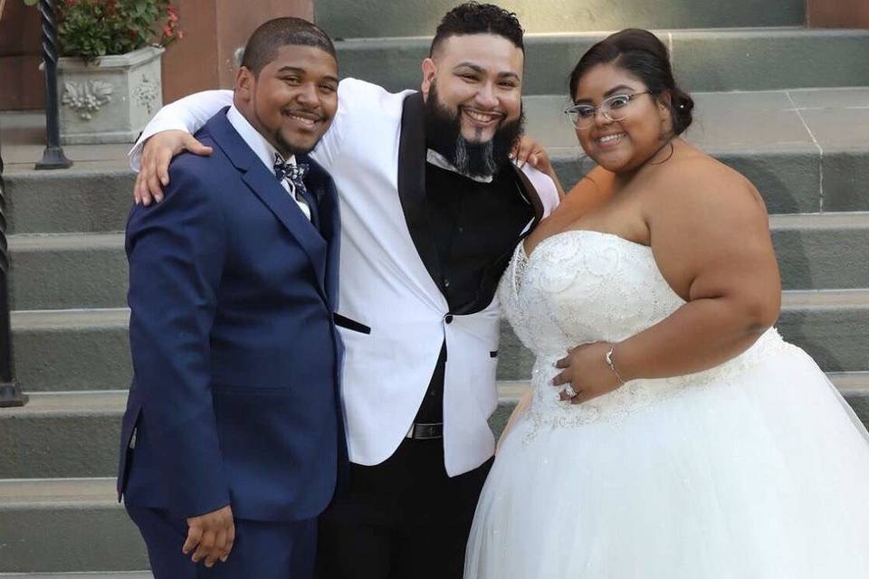 Posing with the newlyweds