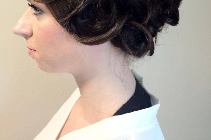 Curled wedding updo